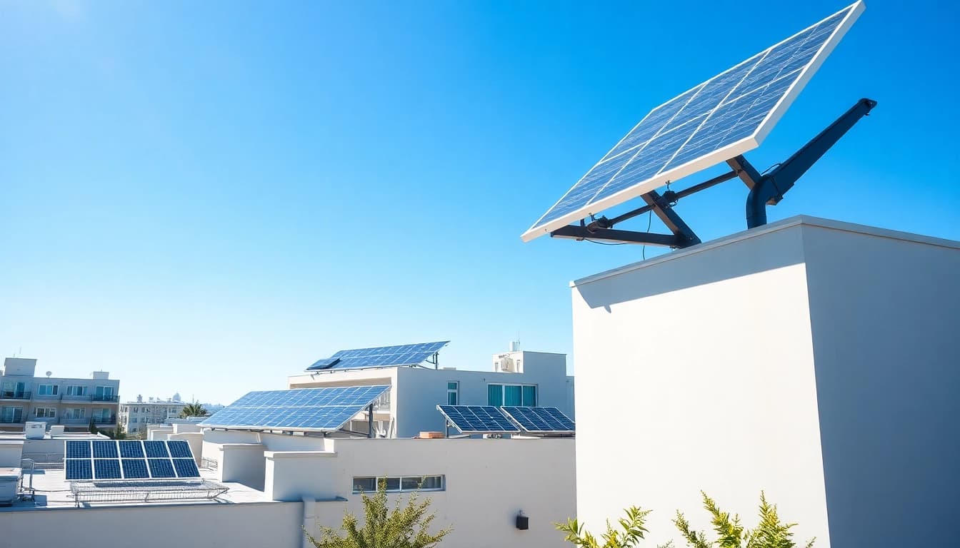 Erleben Sie innovative PV anlagen wien mit modernen Dachinstallationen und strahlendem Sonnenlicht.
