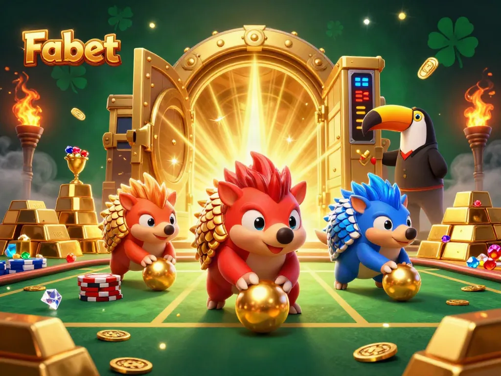 Engage with Fabet in an exciting casino showdown featuring rival pangolins and dazzling treasures.