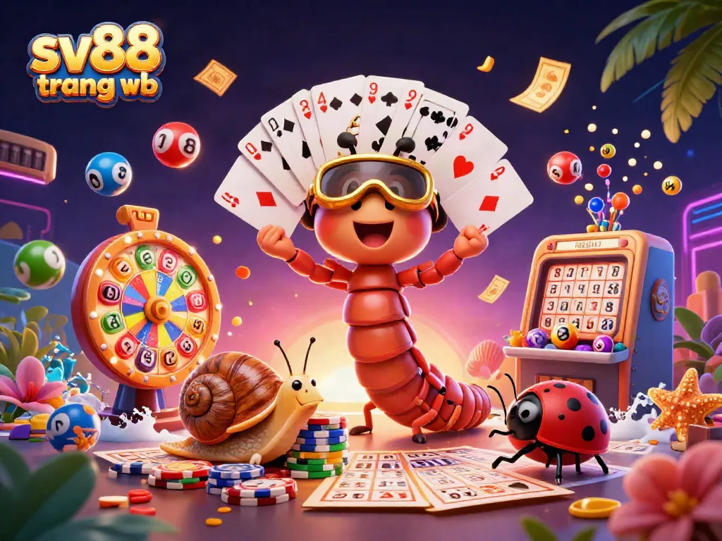Engage with sv88 trang web in a colorful gaming universe featuring a dealer and high-roller snail.