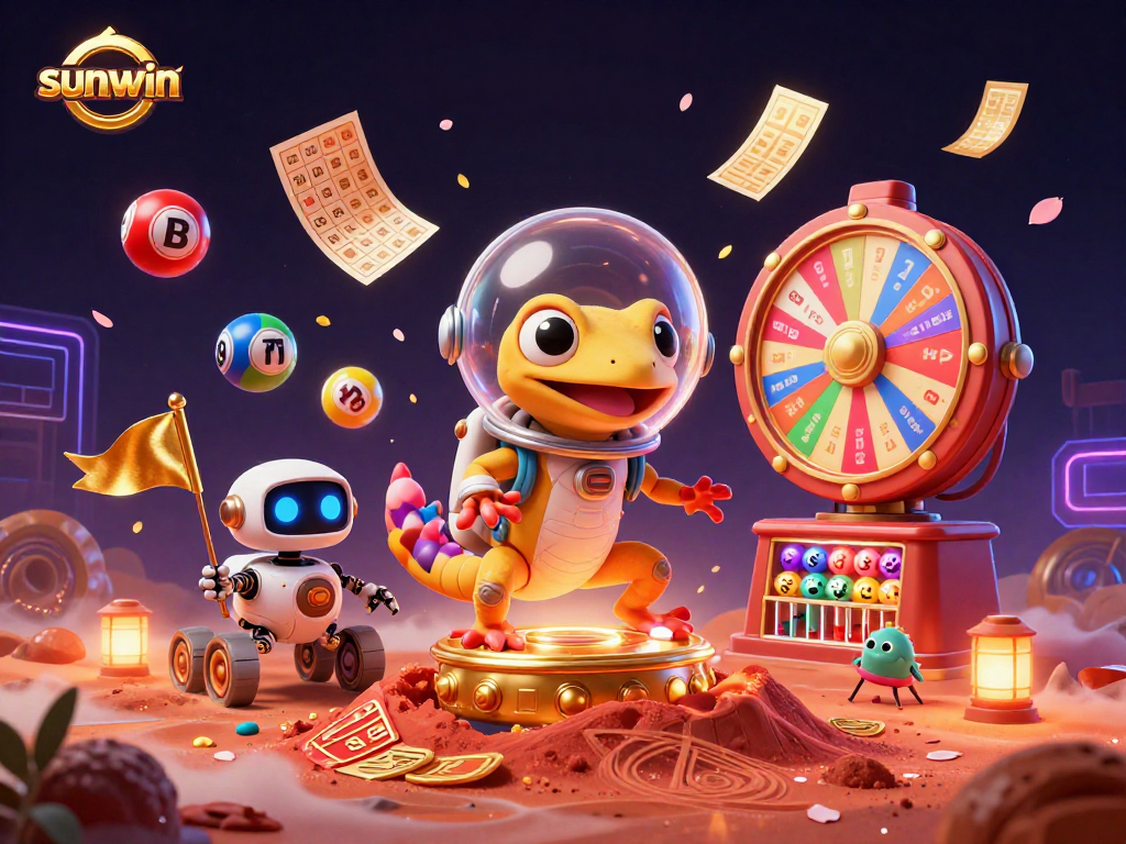 Join the sunwin Martian gecko as it uncovers a hidden golden casino on Mars.