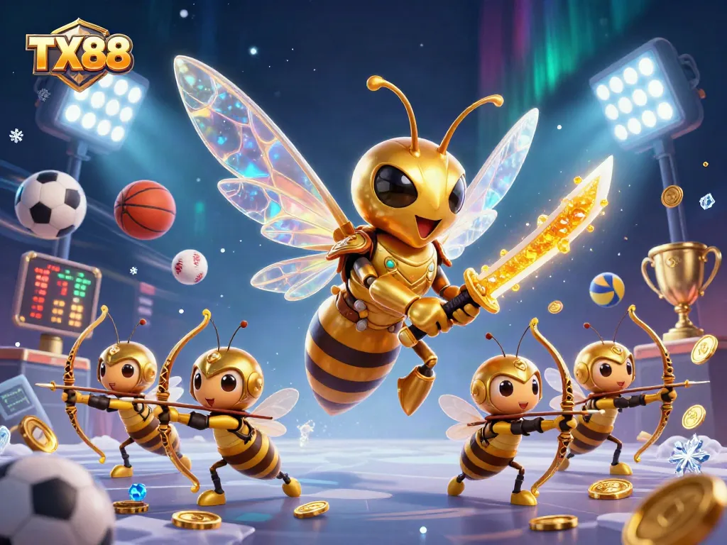 Experience the thrill of TX88 with a vibrant 3D illustration featuring samurai hornets in action.