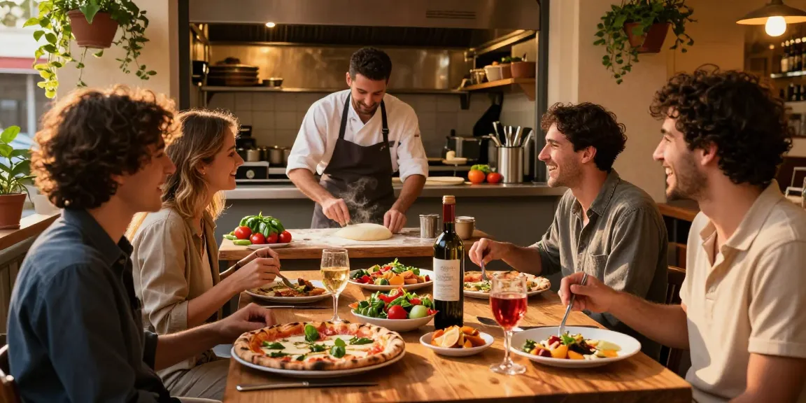 Enjoying gourmet pizzas at Pizzeria Madera, featuring pg soft vibes in a cozy dining atmosphere.