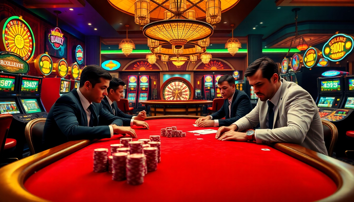 Play poker at bdtk1 org in a luxurious casino setting with chips and cards.