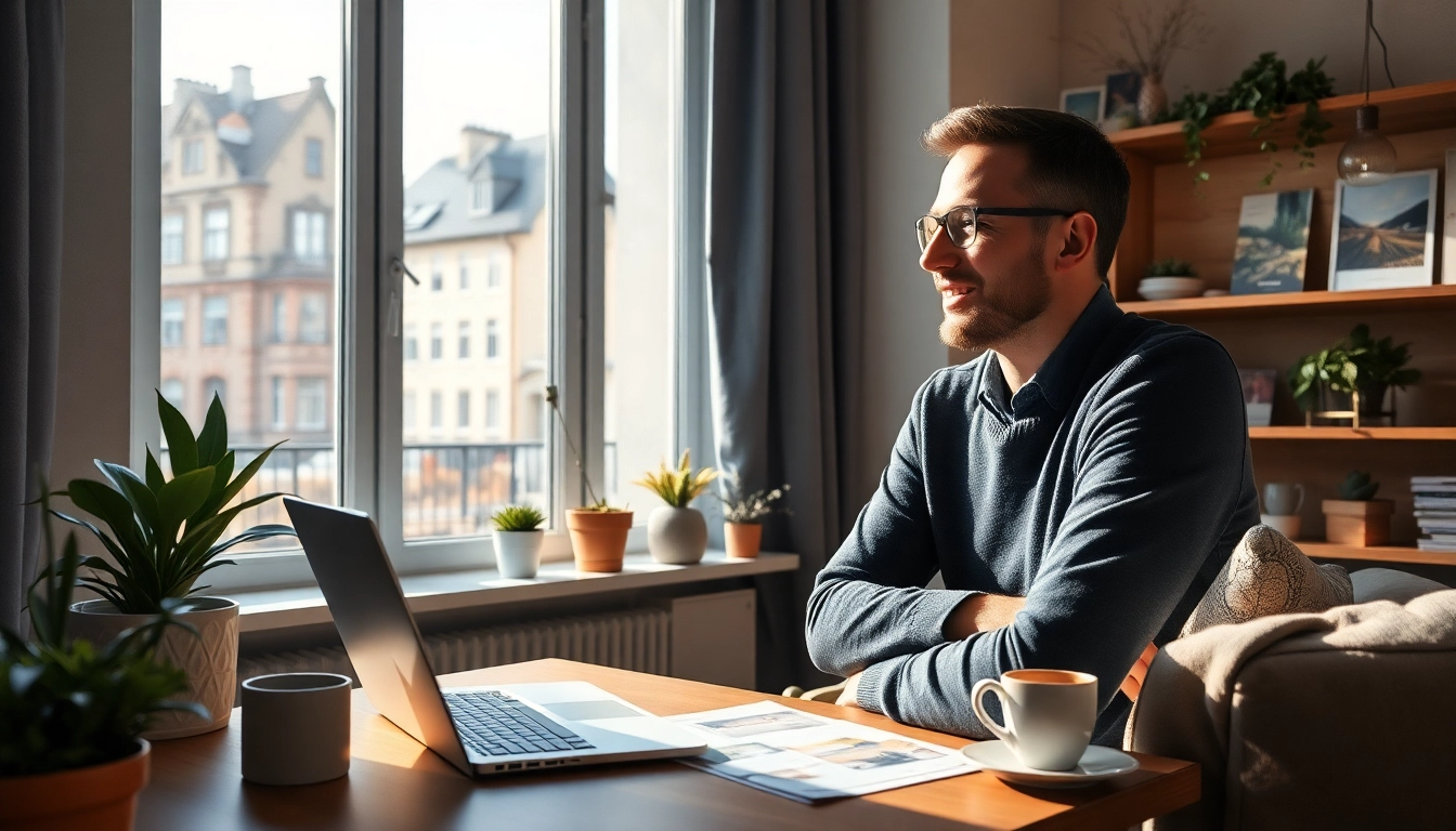 Immobilienmakler Frankfurt Eckenheim berät Kunden in einem einladenden Büro mit natürlichem Licht.